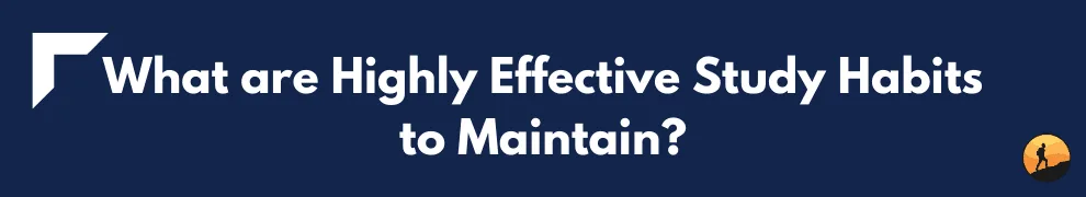 What are Highly Effective Study Habits to Maintain?